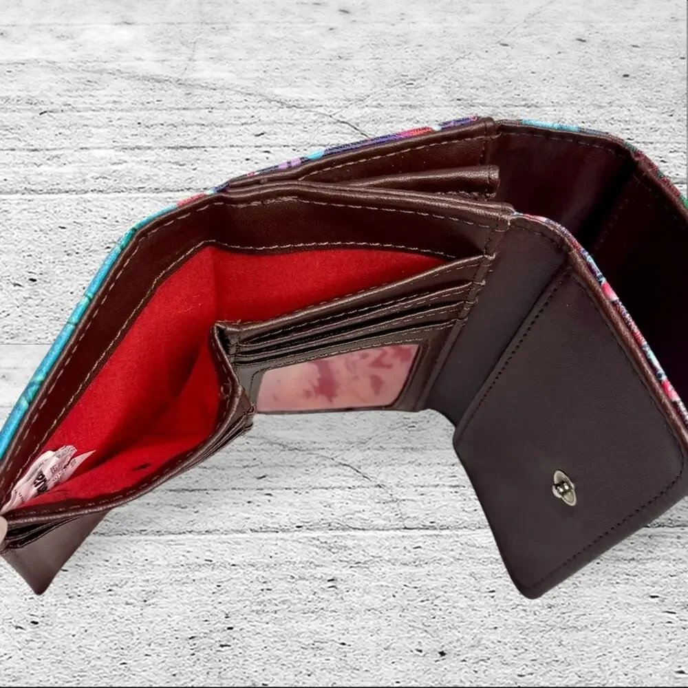 Desigual Wallet Compact Colorful Vibrant Abstract Floral